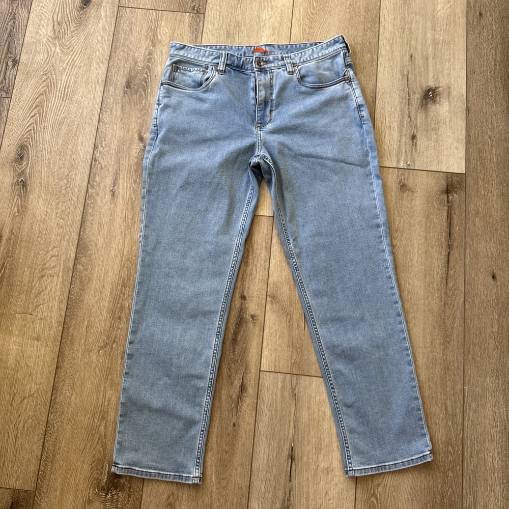 Indigo Palms Tommy Bahama Pants Mens Blue Denim Jeans Cotton Linen Casual 34x30